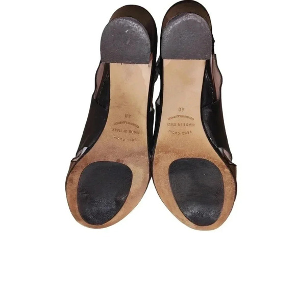 Anyi Lu Sling Back Sandals 9 40 Womens Black Tan Leather Handmade Chunky Heel - Picture 5 of 5